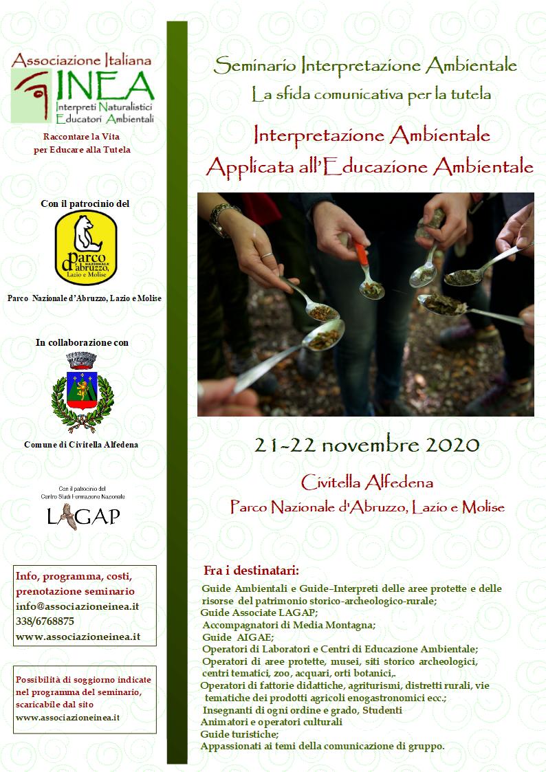 Seminario di Formazione Interpretazione Applicata all’Educazione Ambientale 21-22 Novembre 2020