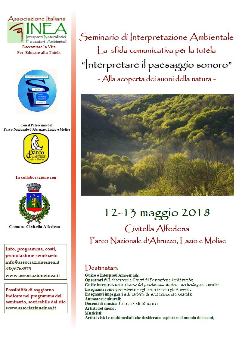 Seminario di Formazione Interpretare il Paesaggio Sonoro 12-13 maggio 2018