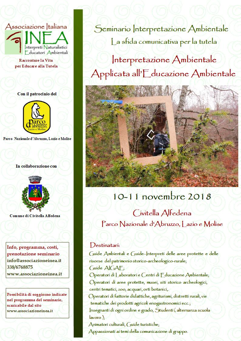 Seminario di Formazione Interpretazione Applicata all’Educazione Ambientale 10-11 Novembre 2018