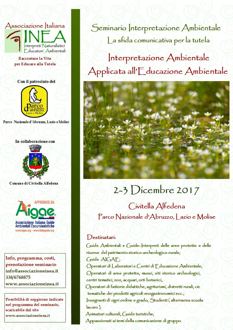 Seminario di Formazione Interpretazione Applicata all’Educazione Ambientale 2-3 Dicembre 2017