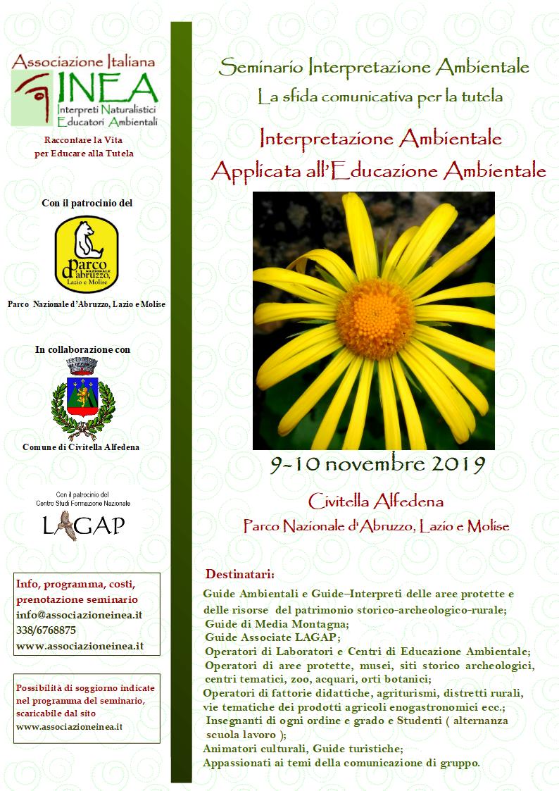 Seminario di Formazione Interpretazione Applicata all’Educazione Ambientale 9-10 Novembre 2019