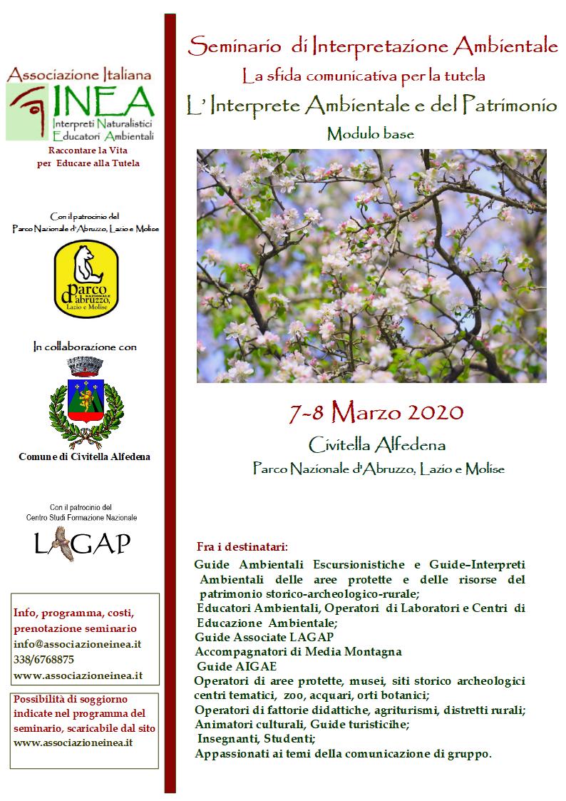 Seminario di Formazione di Base l’Interprete Ambientale e del Patrimonio 7-8 Marzo 2020