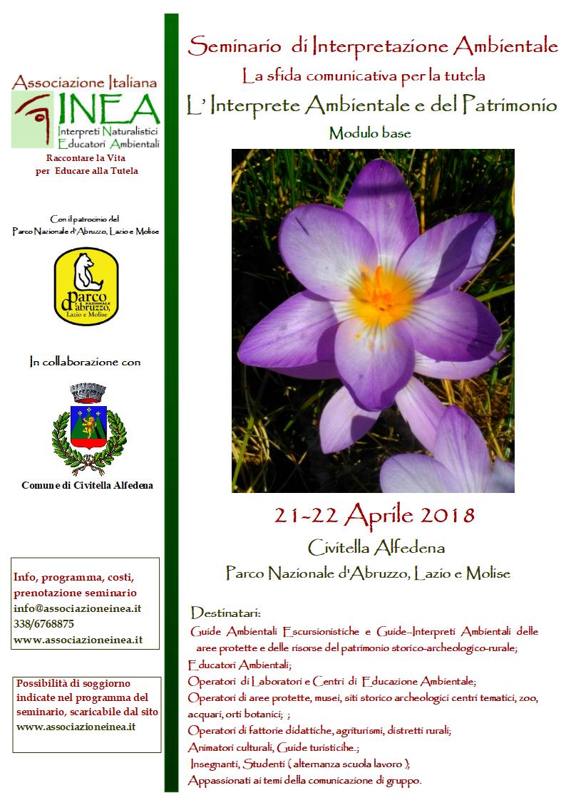 Seminario di Formazione l’Interprete Ambientale e del Patrimonio 21-22 Aprile 2018
