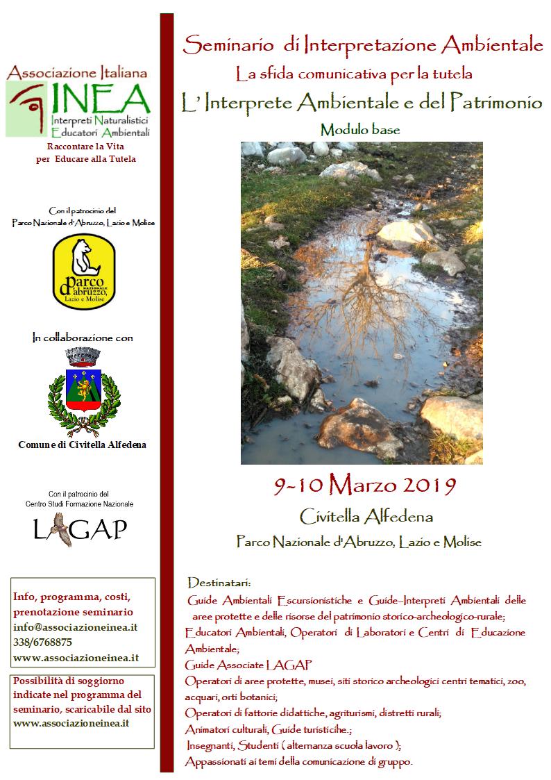 Seminario di Formazione di Base l’Interprete Ambientale e del Patrimonio 9-10 Marzo 2019