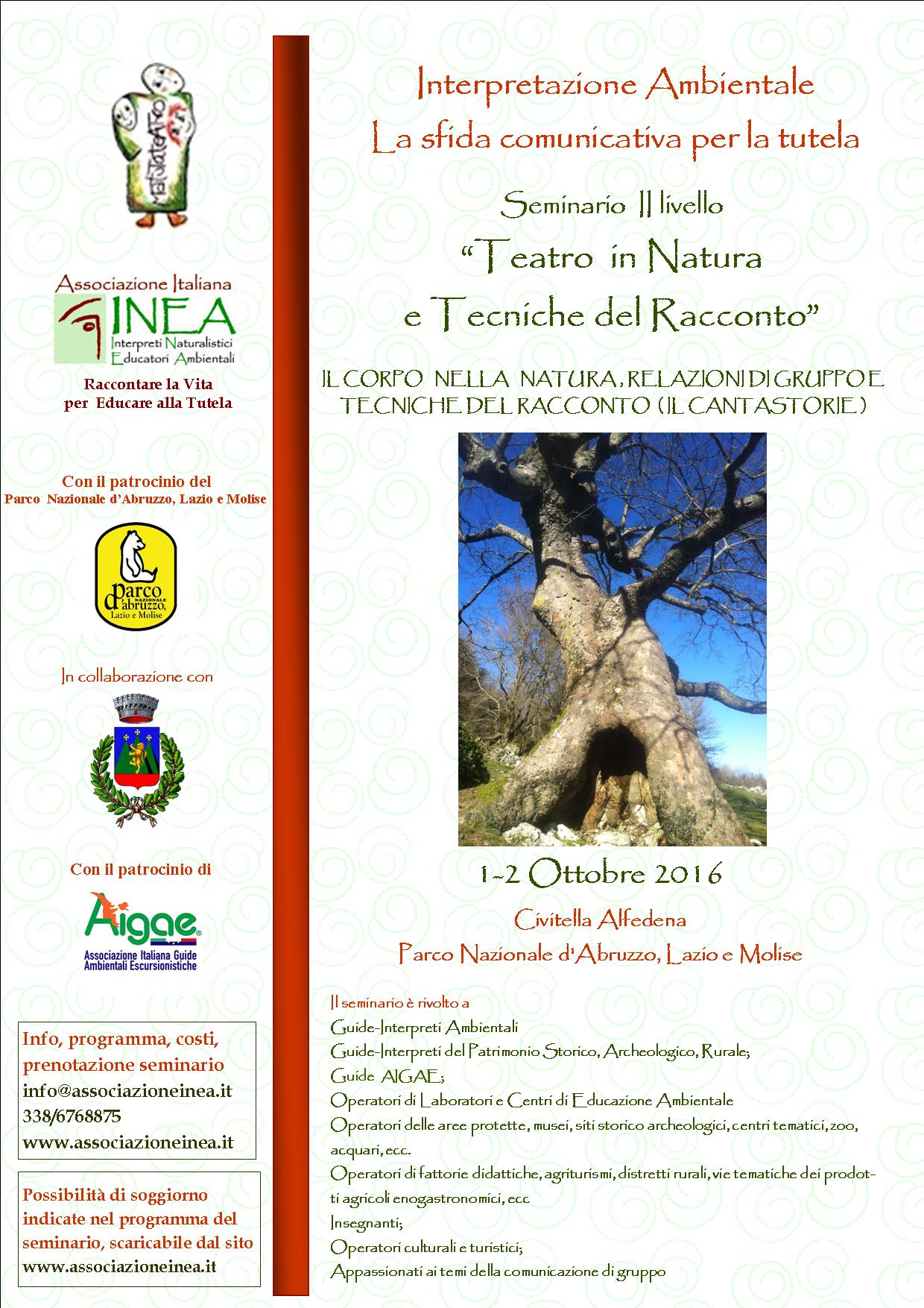 Seminario di Formazione di II livello – Teatro in natura e tecniche del racconto 1-2 Ottobre 2016
